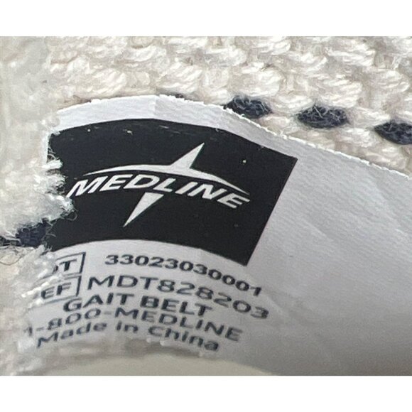 Medline Gait Belt With Metal Buckle 60" Cotton White W/ Red & Blue Stripes - Picture 3 of 3